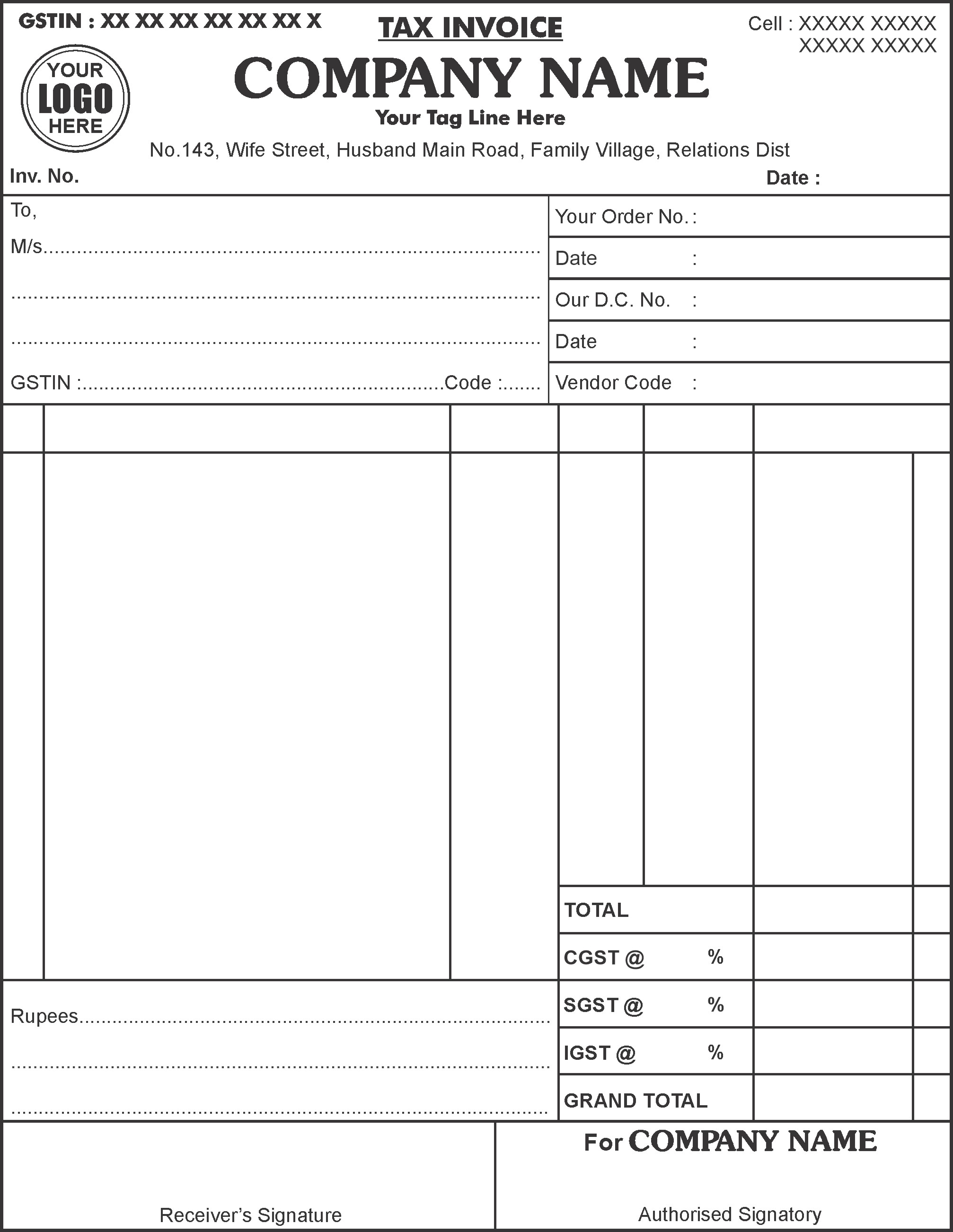 Professional Tax Invoice 1 Printing Design